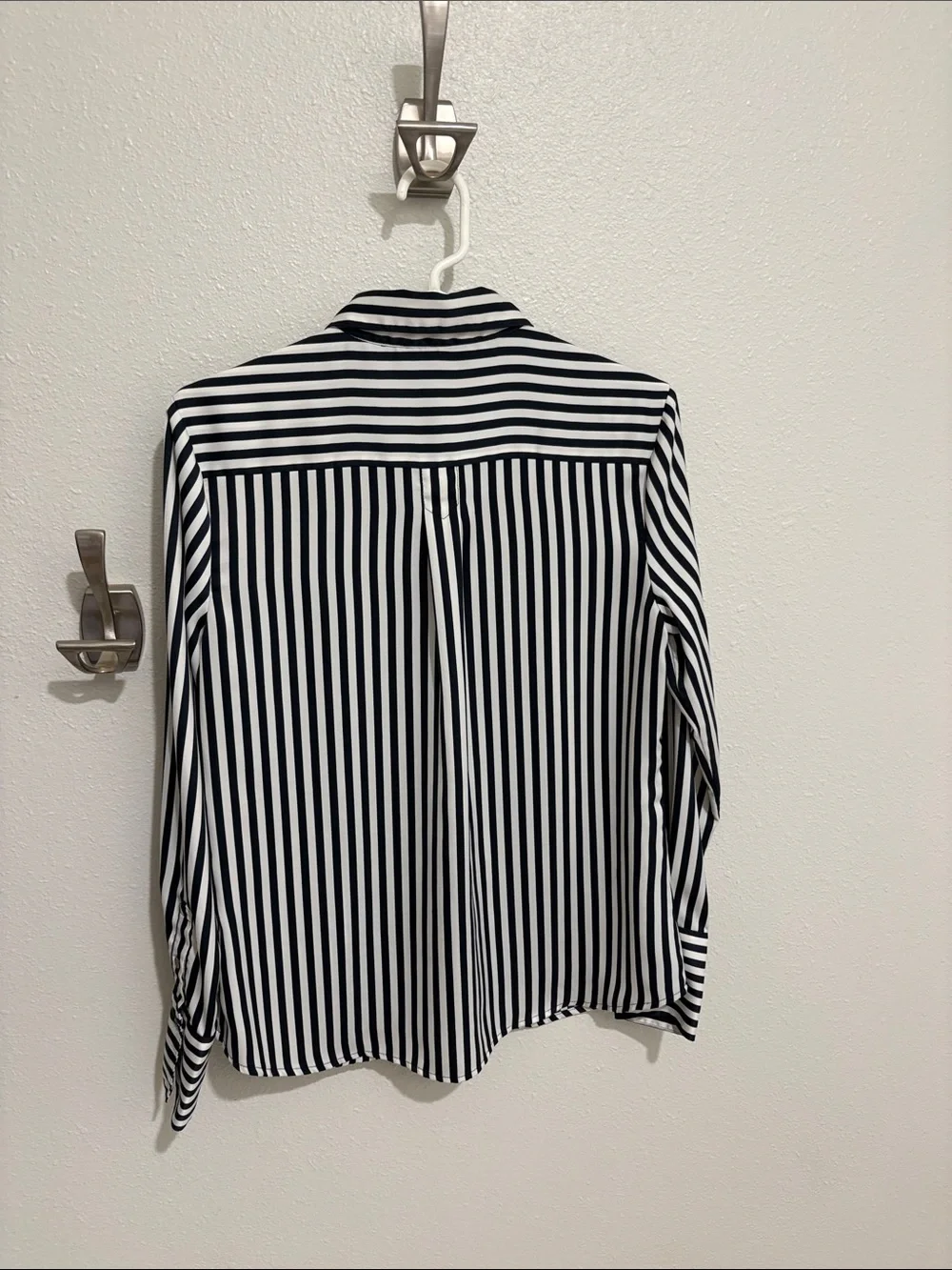 Banana Republic Black and White Vertical Stripe Button-Down Shirt